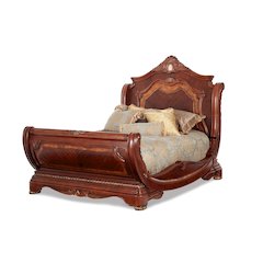 Cortina Cal. King Sleigh Bed - Honey Walnut