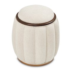 Camellia Field Round Bench - Linen/Warm Pecan