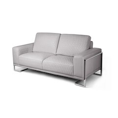Mia Bella Gianna Loveseat - Light Gray/Stainless Steel