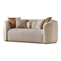 Gineverra Loveseat - Biscotti/Ivory Gold