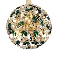 Emerald Bouquet 16-Light Round Crystal Chandelier - Gold