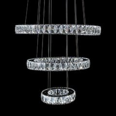 Asteroids 3-Ring Modern LED Crystal Chandelier - Chrome