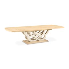 Camellia Field Rectangular Pedestal Dining Table - Caramel