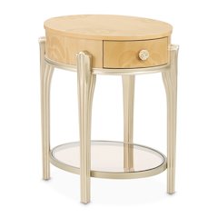 Camellia Field Oval End Table with Drawer - Caramel
