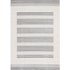 Claremont Modern Striped Grey White Area Rug, 6'7" x 9'6"