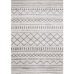 Lumos Grey White Tribal Patterned Rug, 7'10" x 10'6"