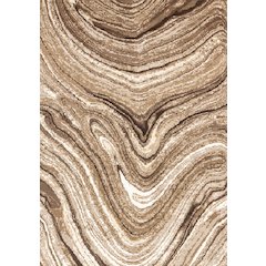 Abstract Brown and Cream Large Rug, 7x10 Area Rug with Soft Carpet Finish
