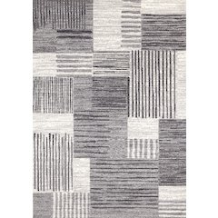 Striped Rug in White Grey Black, 7x10 Large Living Room Rug