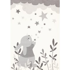 Functional Kids Grey White Bunny Rug, 5'3" x 7'5"