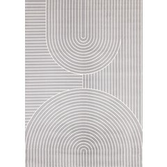 Modern Grey and White Large Rug, 7x10 Area Rug with Arches Pattern