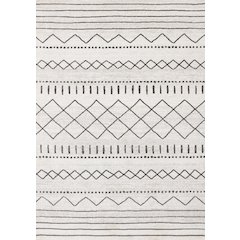 Tribal Rug in Grey White, Neutral Boho Area Rug, 7x10 Carpet for Interiors