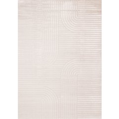 Logan Modern Curved Lines Soft Cream Textured Area Rug, 7'10'' x 10'6''