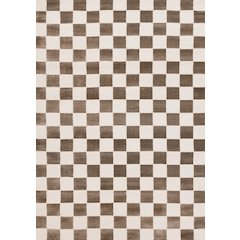 Logan Soft Brown Cream Checkered Rug, 6'7" x 9'6"