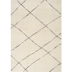 Madison Cream Grey Soft Lines Shag Rug, 7'10" x 10'10"