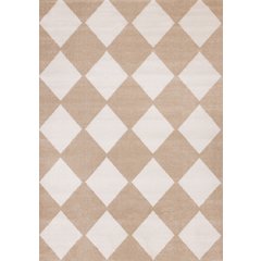 Boho Beige Cream Diamonds 7x10 Area Rug, Soft Indoor Carpet