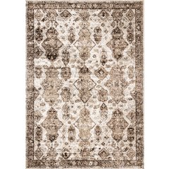 Classic Distressed Carpet in Brown Cream, 7x10 Area Rug for Large Rooms