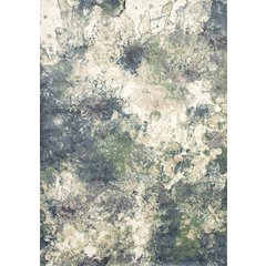 Davi Blue Green Cream Distressed Abstract Area Rug, 6'7" x 9'6"