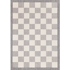 Jewel Grey Cream Border Indoor/Outdoor Area Rug, 7'10" x 10'6"