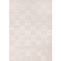Soft Cream Rug with Checkered Pattern, 7x10 Large Carpet for Modern Interiors
