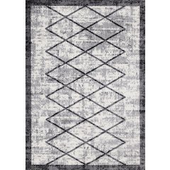 Claremont Grey Black Distressed Lattice Area Rug, 5'3" x 7'7"