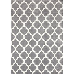 Claremont Grey White Ogee Area Rug, 5' x 8', 5'3" x 7'7"