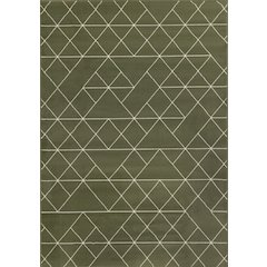 Functional Style Green Cream Geometric Rug, 4'7" x 6'7", 4'7" x 6'7"