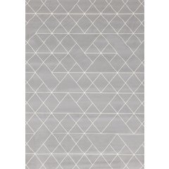 Functional Style Grey White Geometric Rug, 4'7" x 6'7", 4'7" x 6'7"