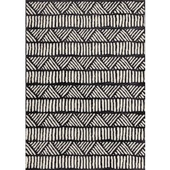 Functional Style Grey White Tribal Rug, 4'7" x 6'7", 4'7" x 6'7"