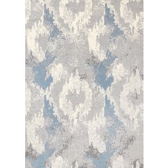 Functional Style Blue White Grey Abstract Rug, 4'7" x 6'7", 4'7" x 6'7"