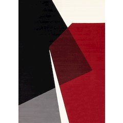 Modern 5x7 Rug, Geometric Rug for Living Room in Red Black White