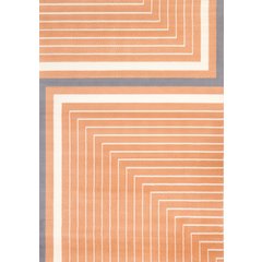 Functional Style Pink Grey White Modern Lines Rug, 5'3" x 7'5"