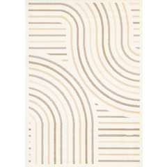 Functional Style Cream Beige Curves Rug, 5'3" x 7'5"