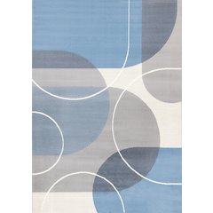 Blue Grey 5x7 Area Rug, Modern Abstract Carpet for Living Room Comfort