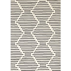 Functional Style Black White Geometric Area Rug, 4'7" x 6'7"