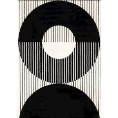 Functional Style Black White Modern Rug, 5'3" x 7'5"