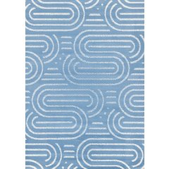 Functional Style Blue White Links Area Rug, 5'3" x 7'5"