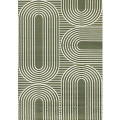 Green 5x7 Arches Rug, Modern Geometric Rug for Living or Bedroom