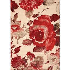 Functional Style Cream Red Vintage Pattern Rug, 5'3" x 7'4", 5'3" x 7'4"