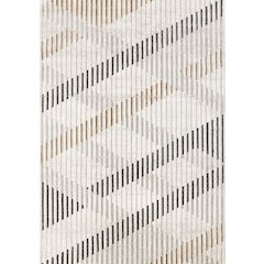 Washable Distressed Brown Cream Indoor Area Rug, 5'3" x 7'7"