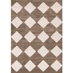 Logan Brown Cream Diamond Checkered Rug, 5'3" X 7'7"