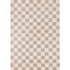 Logan Soft Beige Cream Checkered Rug, 5'3" X 7'7"