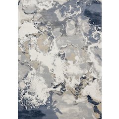 Layla Modern Swirl Grey Blue Cream Rug, 5'3" X 7'7"