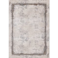 Layla Grey Black Distressed Border Rug, 5'3" x 7'7"