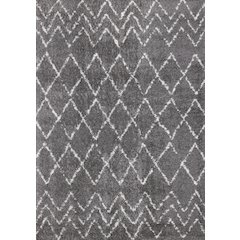 Palmer Cream Grey Rhombus Pattern Rug, 5'3" x 7'7"