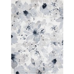 Sakura Grey White Blue Floral Rug, 5'3" x 7'7"