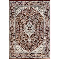Sena Cream Red Traditional Medallion Rug, 5'3" x 7'7"