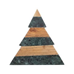 Green Marble And Acacia Wood Christmas Tree Cutting Board