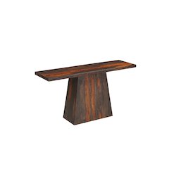 Marin Solid Wood Rectangular Console Table with Pedestal Base, Brown Finish