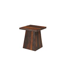 Marin Solid Wood Square End Table with Angular Pedestal Base, Brown Finish