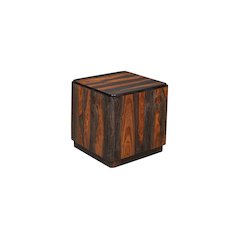 Marin Solid Wood Square End Table with Low-Profile Platform Base, Brown Finish